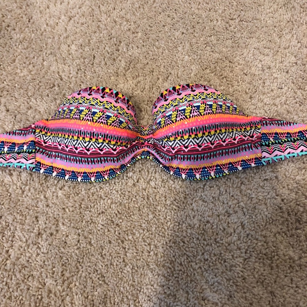 strapless printed Bandeau bikini top